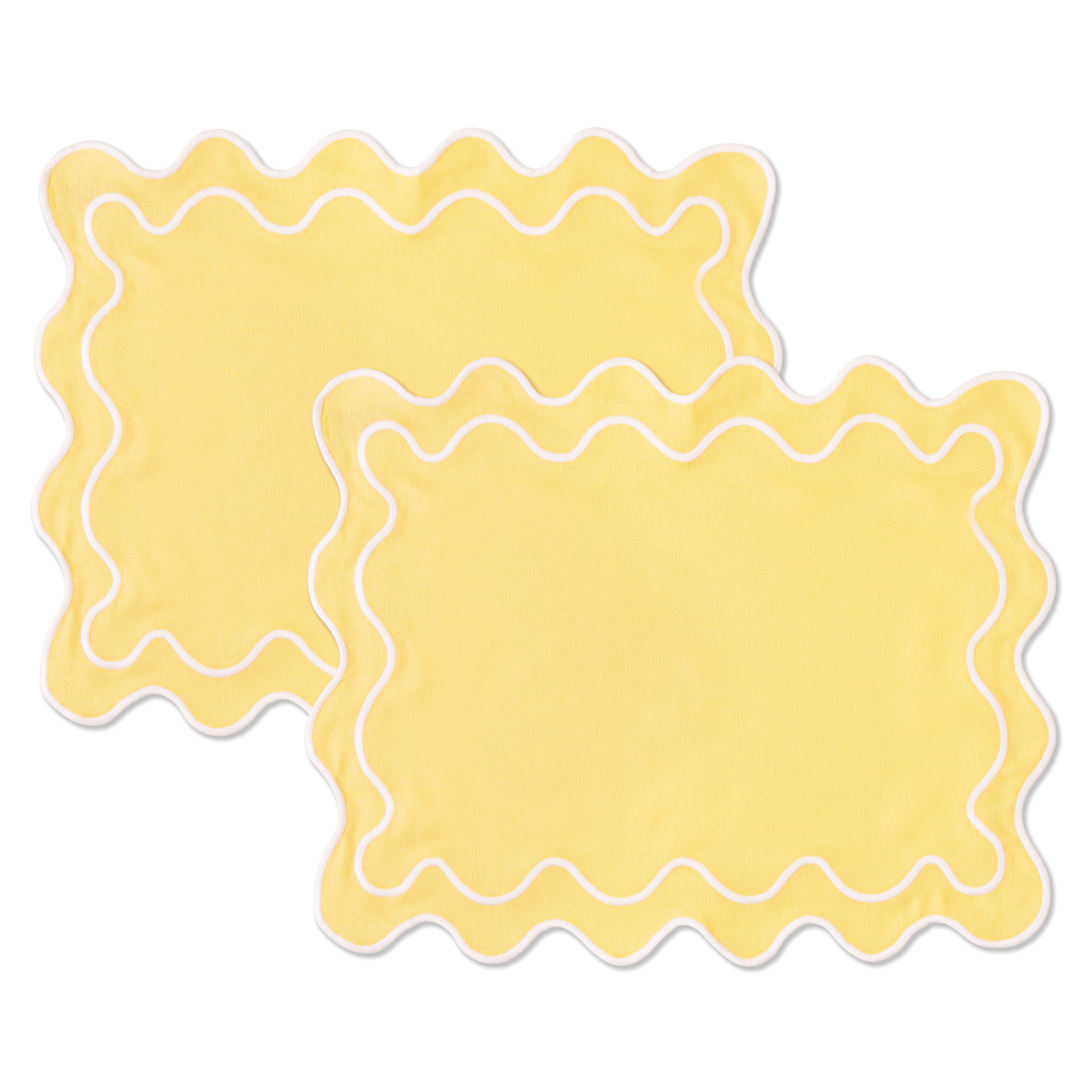 Kulu Club placemats Wavy - linnenmix - geel - set van 2