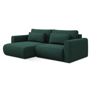 LaMiaSofa hoekbank links Perugia – textuurstof – flessengroen – 240×14
