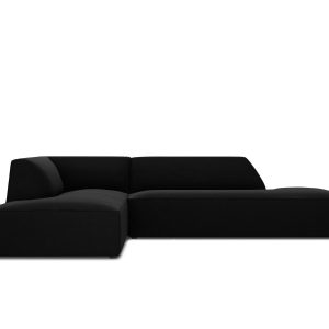 Micadoni linker hoekbank Ruby 4-zits, flueel, zwart – 180x273x69cm Micadoni linker hoekbank Ruby 4-zits, flueel, zwart – 180x273x69cm