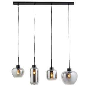 Lighto | Hanglamp zwart met smoke glas 4-lichts | Elin Lighto | Hanglamp zwart met smoke glas 4-lichts | Elin