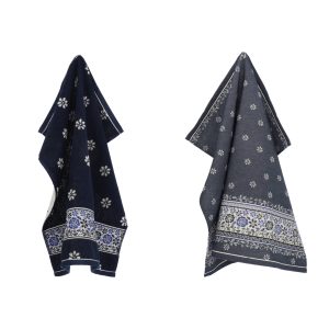 Luxe Keukendoek en Theedoek Belle Fleur Donkerblauw – Bunzlau Castle –