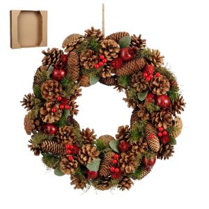 Mica Decorations Landon Kerstkrans met Dennenappels – H9 x Ø45 cm – Br Mica Decorations Landon Kerstkrans met Dennenappels – H9 x Ø45 cm – Br