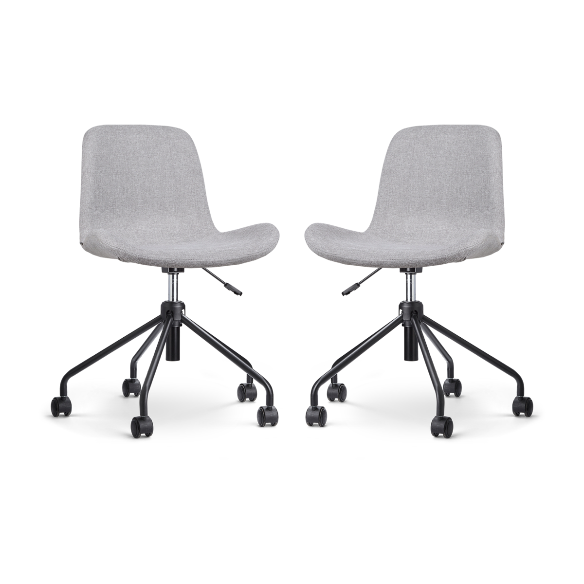 Nolon Nout-Fé Bureaustoelen Set van 2 - Lichtgrijs - Zwart Onderstel