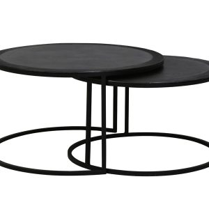 Light & Living salontafel TALCA – Ø75x45cm – zwart – Set van 2 Light & Living salontafel TALCA – Ø75x45cm – zwart – Set van 2