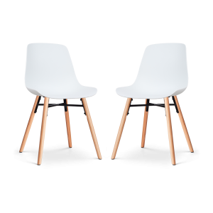 Nolon Nena-Pip Eetkamerstoelen Set van 2 – Wit – Houten Poten Nolon Nena-Pip Eetkamerstoelen Set van 2 – Wit – Houten Poten