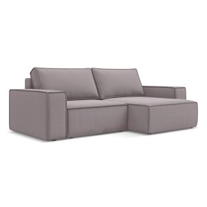 LaMiaSofa hoekbank rechts Livorno – velours – lavendel – 257x148x82