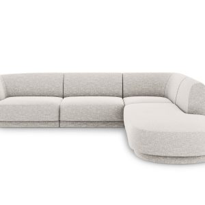 Micadoni rechter hoekbank Miley 6-zits, structurele stof geld – 248×25
