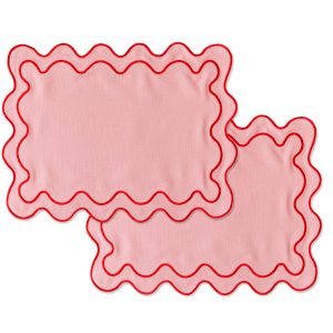 Kulu Club placemats Wavy – linnenmix – roze – set van 2 Kulu Club placemats Wavy – linnenmix – roze – set van 2