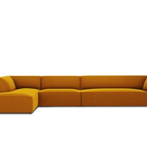 Micadoni linker hoekbank Ruby 5-zits, flueel, geel – 180x366x69cm Micadoni linker hoekbank Ruby 5-zits, flueel, geel – 180x366x69cm