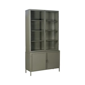 New Routz Vitrinekast Garland 4-deurs olijfgroen New Routz Vitrinekast Garland 4-deurs olijfgroen