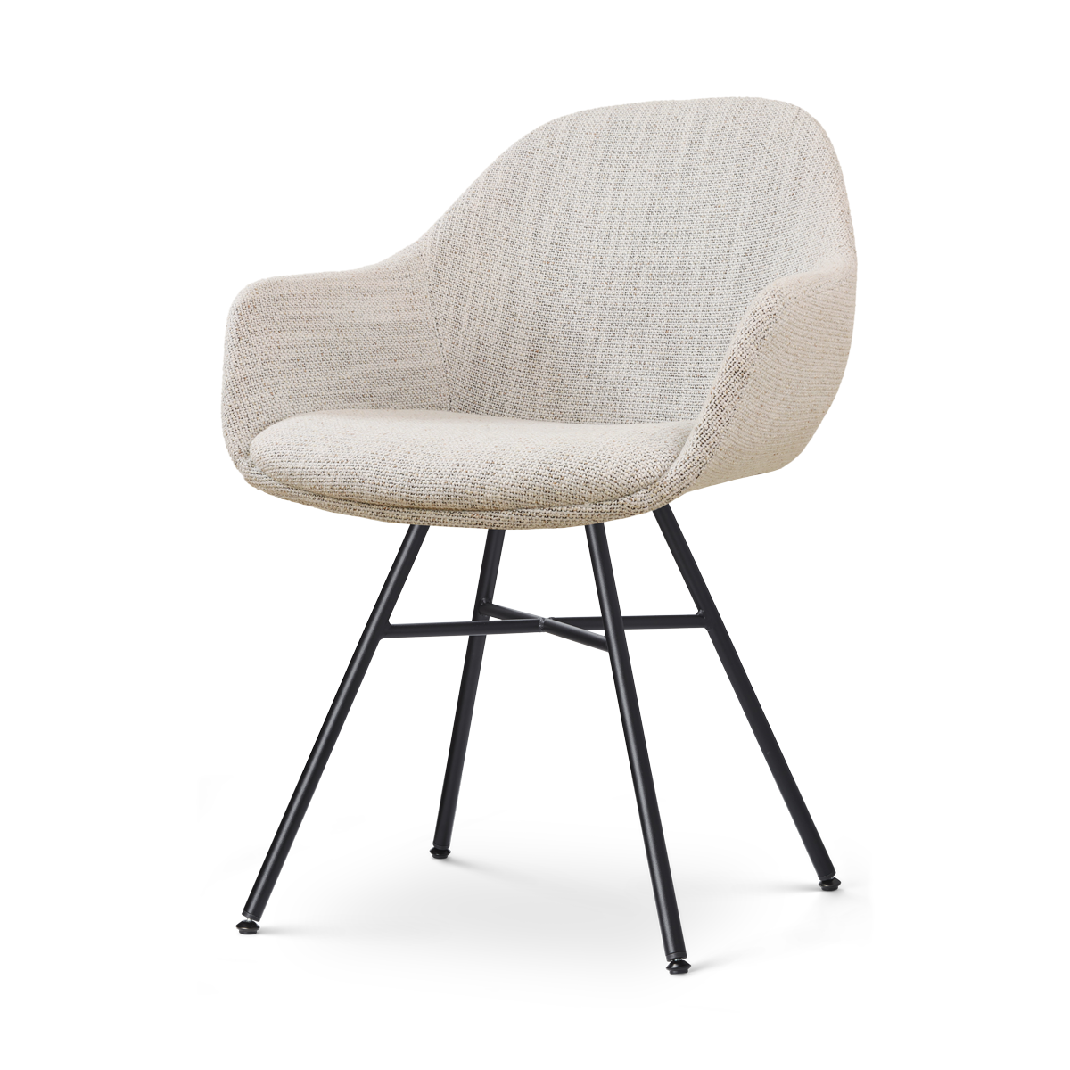 Nolon Noa-Mae Eetkamerstoel Beige Gemêleerd - Armleuning - Zwarte Pote