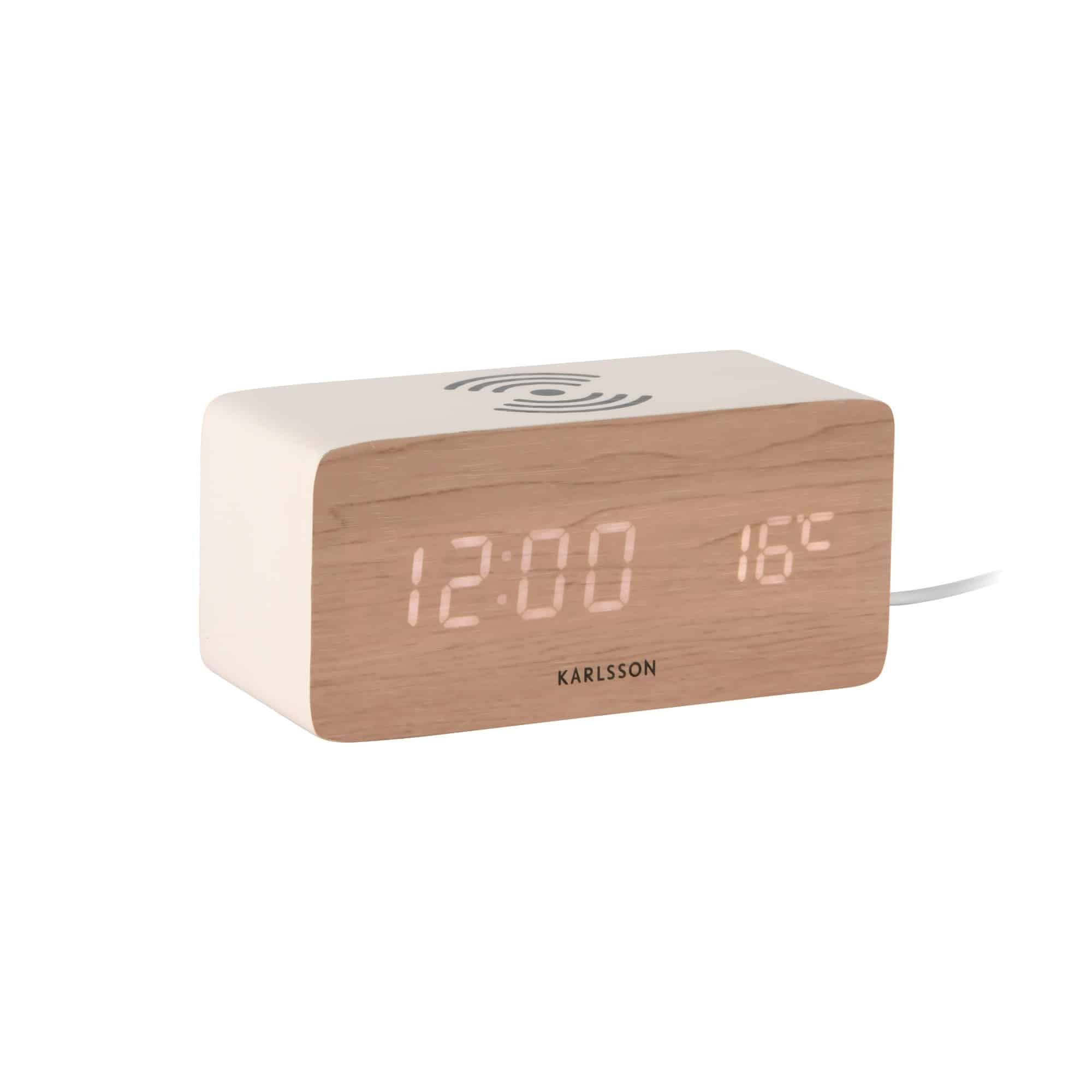 Karlsson wekker Block - wit - 7.4x15x7.1cm - Vaderdag - Vaderdagcadeau