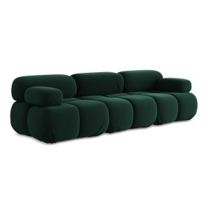 LaMiaSofa 3-zits bank Sanremo – velours – flessengroen – 285x96x70