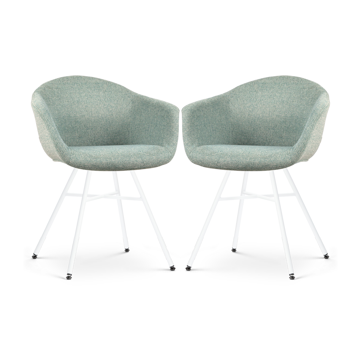 Nolon Noa-Otis Eetkamerstoelen Set van 2 - Zacht Groen - Witte Poten
