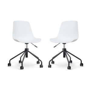 Nolon Nout-Pip Bureaustoelen Set van 2 – Wit – Zwart Onderstel Nolon Nout-Pip Bureaustoelen Set van 2 – Wit – Zwart Onderstel