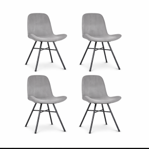 Nolon Noa-Fé Eetkamerstoelen Set van 4 – Velvet Grijs – Zwarte Poten Nolon Noa-Fé Eetkamerstoelen Set van 4 – Velvet Grijs – Zwarte Poten
