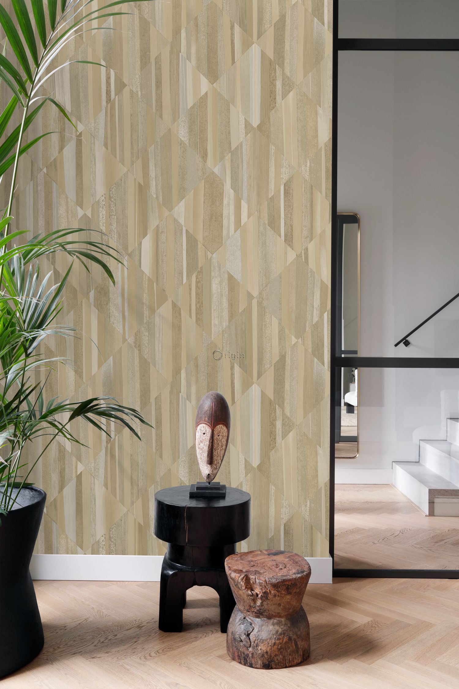 Origin Wallcoverings fotobehang 3D-houtmotief beige - 150 x 279 cm - 3
