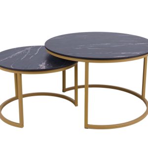 MaximaVida ronde salontafel set Firenze XL 75 en 58 cm champagne goud MaximaVida ronde salontafel set Firenze XL 75 en 58 cm champagne goud