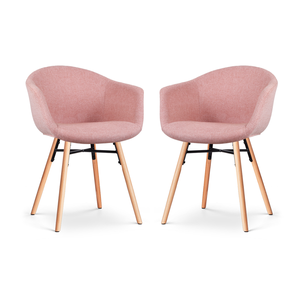 Nolon Nena-Otis Eetkamerstoelen Set van 2 - Zacht Roze - Houten Poten
